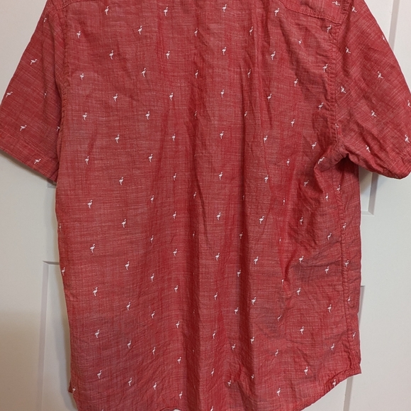 Red flamingo short sleeve button up - Picture 3 of 4